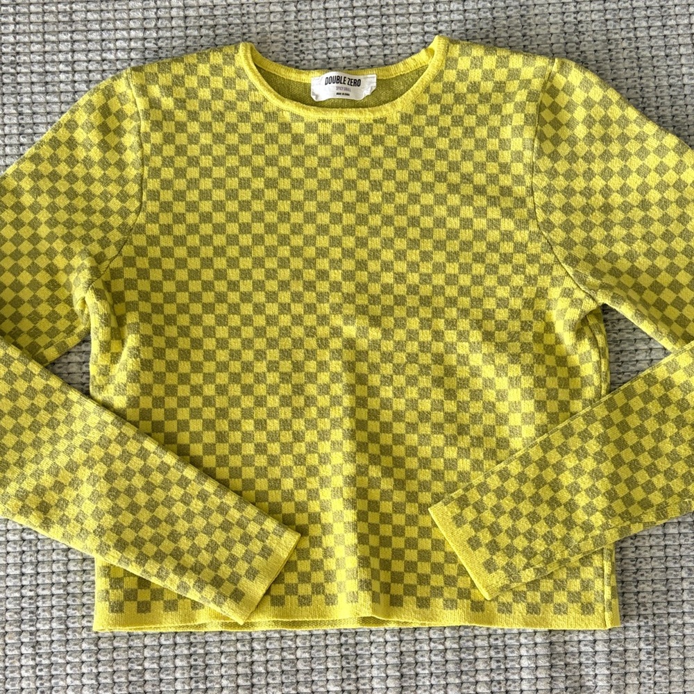 Yellow Checkered Long Sleeve Sweater